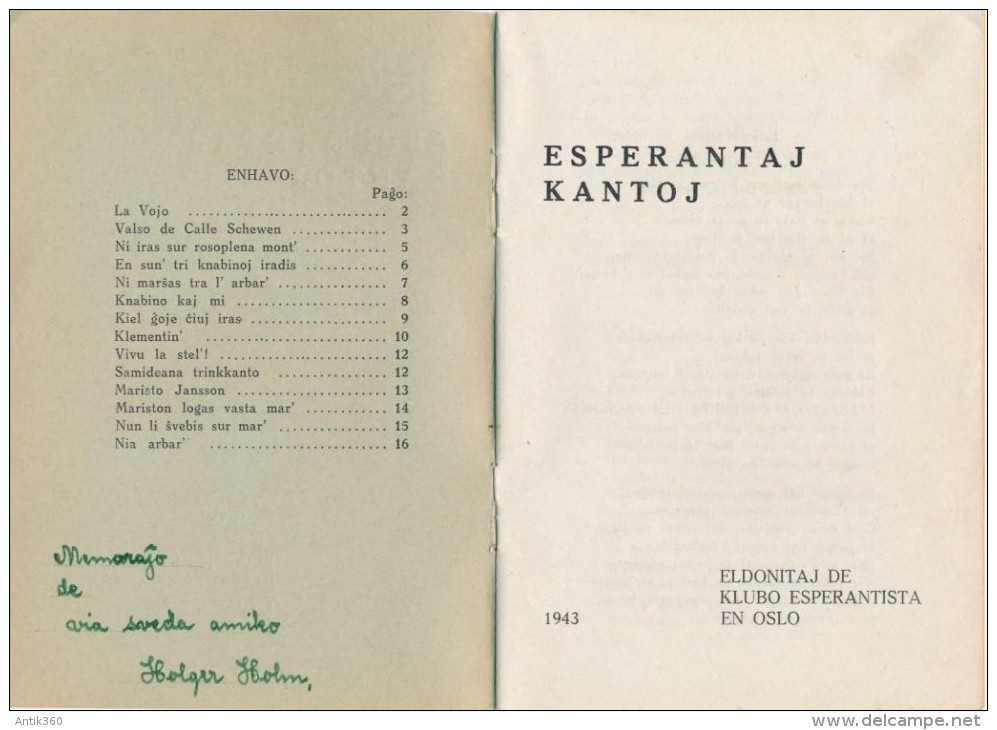 ESPERANTO Livret De 16 Pages Esperantaj Kantoj Chansons - Autres & Non Classés