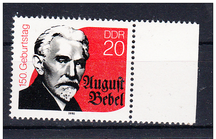 ALEMANIA DDR 1990.YVERT Nº 2914. 150 ANIVERSARIO DE AUGUST BEBEL.LIDER SOCIALISTA NUEVOS SIN CHARNELA  SES619 - Nuevos