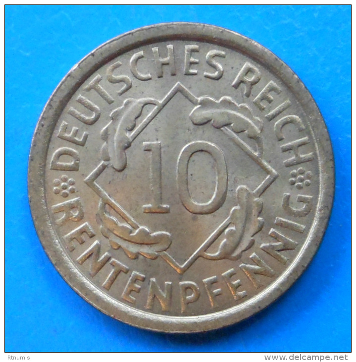 Allemagne Germany Deutschland Weimar 10 Rentenpfenning 1924 A Km 33 UNC ! - 10 Rentenpfennig & 10 Reichspfennig