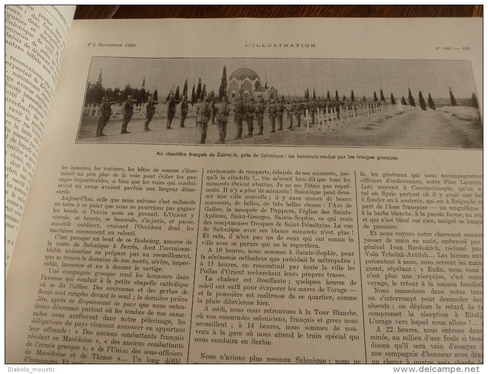 1929 :BELGES;Zeitenlik;Poilus-SERBIE(Monastir,Djavato,Prilep,Gradsko;TSF;Tokio;Nécropole St-Denis;SUPER-HYDRAVION;Hanoï - L'Illustration