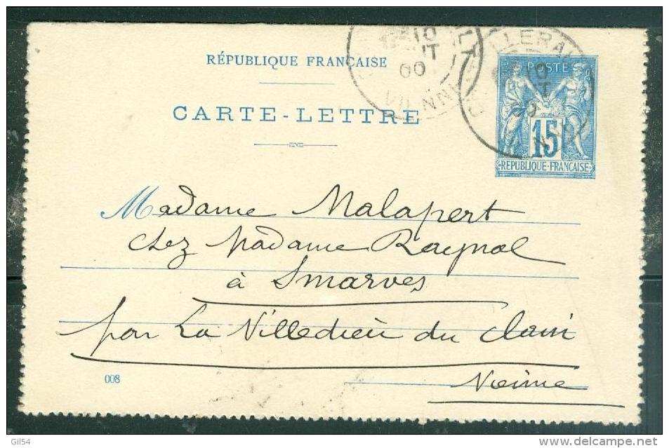 Carte Lettre Yver 90 CL 17 -  VOYAGE EN 1900 -  OBLITERE CHATELLERAULT Malb1007 - Letter Cards
