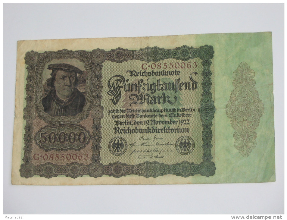 50 000 Funfzigtaufend Mark - Reichsbanknote  Berlin 1922  - Germany  - Allemagne **** EN ACHAT IMMEDIAT **** - 50.000 Mark