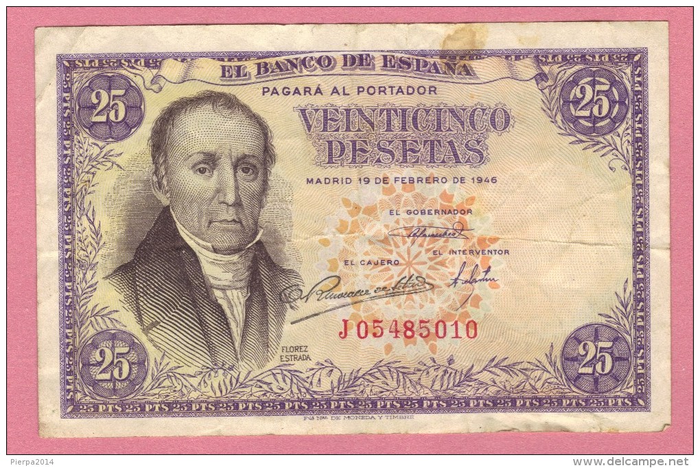 BILLETE DE ESPAÑA DE 25 PTAS DEL 19/02/1946 SERIE J - 25 Peseten