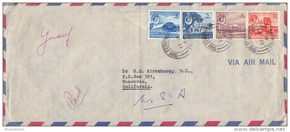 Trinidad & Tobago Airmail SAN FERNANDO 1965 Cover Brief 4 Colour Frankin Queen Elizabeth II. - Trinité & Tobago (1962-...)