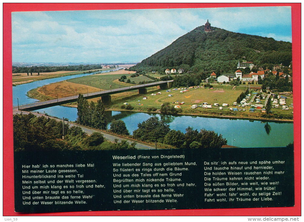 159197 / Kaiser Wilhelm Denkmal Porta Westfalica Weser Monument Statue PANORAMA  RIVER BRIDGE - Germany Deutschland - Porta Westfalica