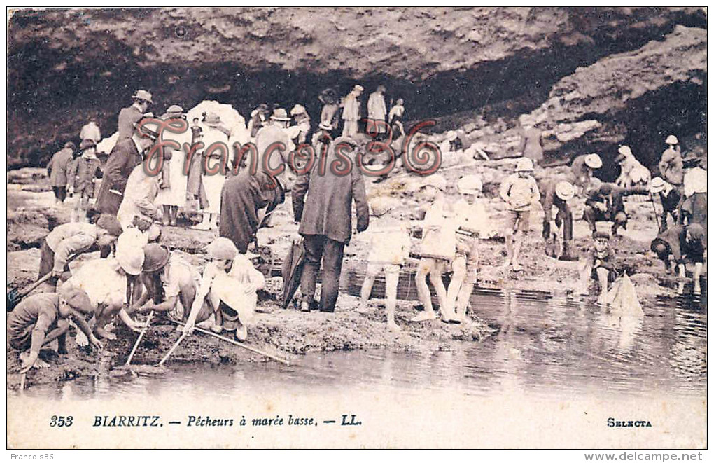 (64) Biarritz - Pêcheurs à Marée Basse - Bon état - 2 SCANS - Biarritz