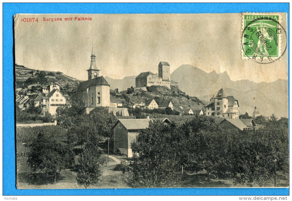 EGG1004, Sargans Mit Falknis, Circulée 1909 - Sargans