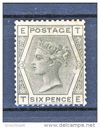 RARITA' UK 1880 Victoria N 52-6 P. Grigio Oliva Lettere Colore In Angoli ET, Tav 13 MNH Centrato. Cat £ 950 = € 1050 - Ongebruikt