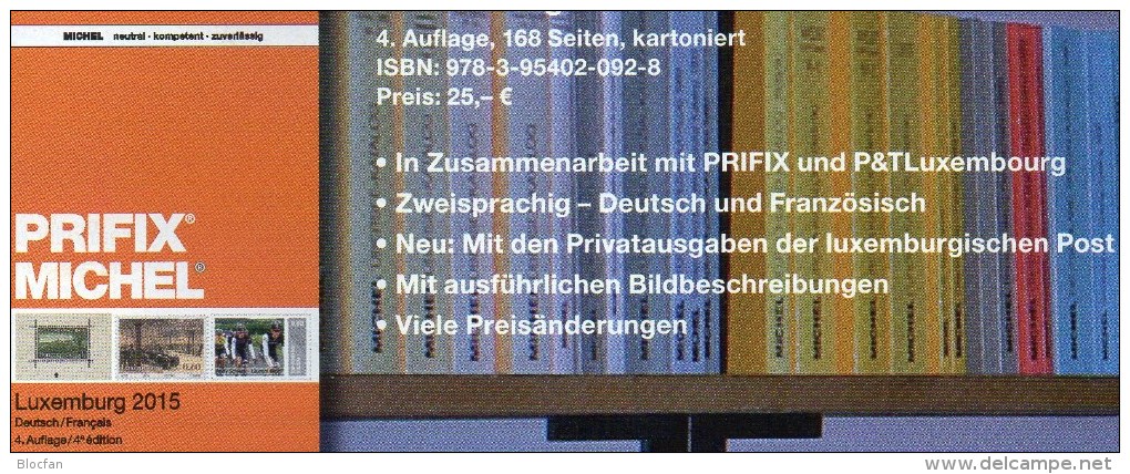 Luxemburg PRIFIX MICHEL stamps special catalogue 2015 new 25€ mit ATM MH Dienst Porto Besetzungen in deutsch/französisch