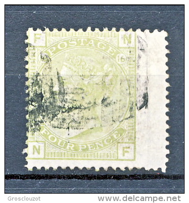 UK 1875-80 Victoria N. 59 - 4 Penny Verde Salvia FN Tavola 16 Usato - Used Stamps