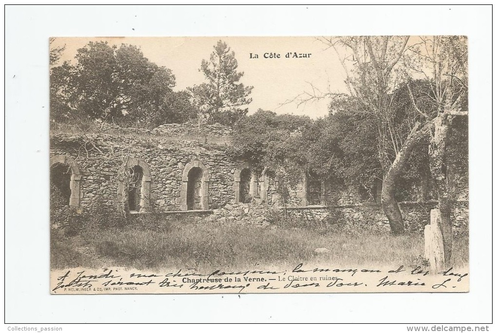 Cp , 83 , COLLOBRIERES , Chartreuse De La VERNE ,  Le Cloître En Ruines , Dos Simple , Voyagée 1904 - Collobrieres