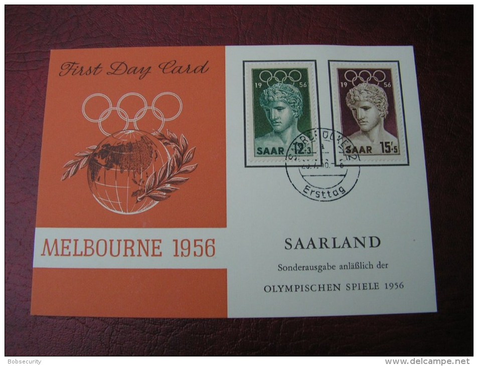 == Saarland  Karte FDC 1956 Melbourne Olypiade - Covers & Documents