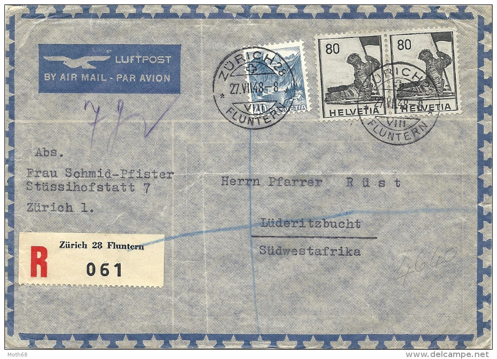 1948 Flugbrief Nach Lüderitzbucht Südwestafrika R-Brief - Altri & Non Classificati