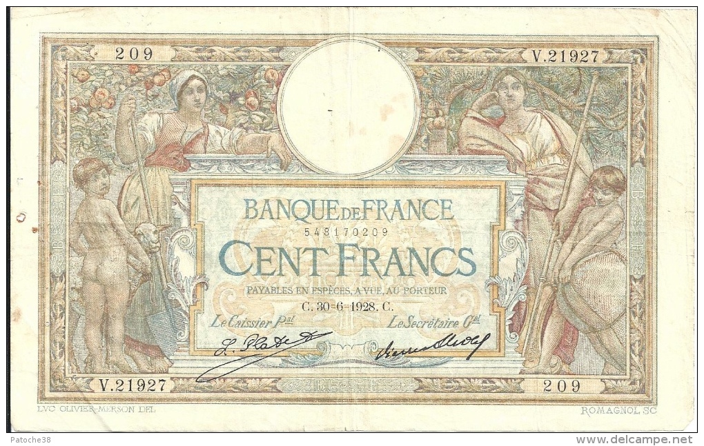 Billet 100 Francs Luc Olivier Merson - 100 F 1908-1939 ''Luc Olivier Merson''