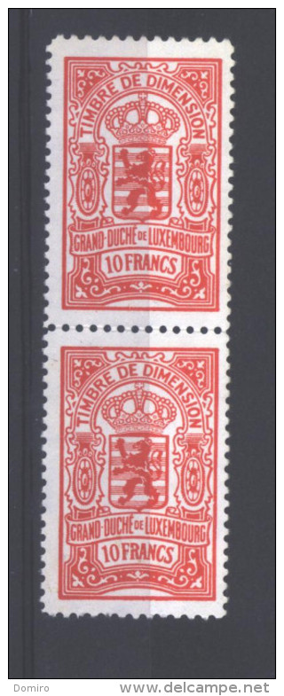 Luxembourg Timbre De Dimension 10 FR En Paire Verticale **    (MNH) - Fiscale Zegels