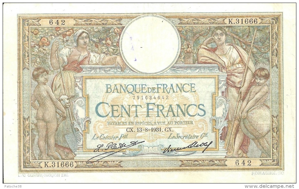 Billet 100 Francs Luc Olivier Merson - 100 F 1908-1939 ''Luc Olivier Merson''