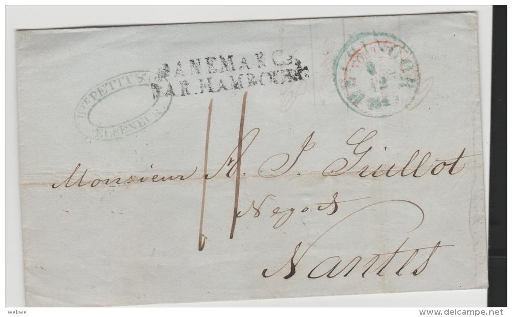 DKV006/ DÄNEMARK -  Helsingor/Elseneur), 1849 Via Kobenhagen - Hamburg (dän. P.A./ THT Postamt) Nach Nantes - ...-1851 Prephilately