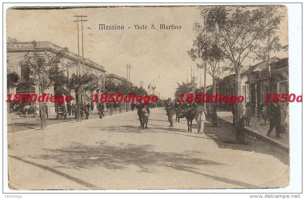 MESSINA - VIALE S. MARTINO  F/PICCOLO VIAGGIATA 1922 ANIMATA - Messina