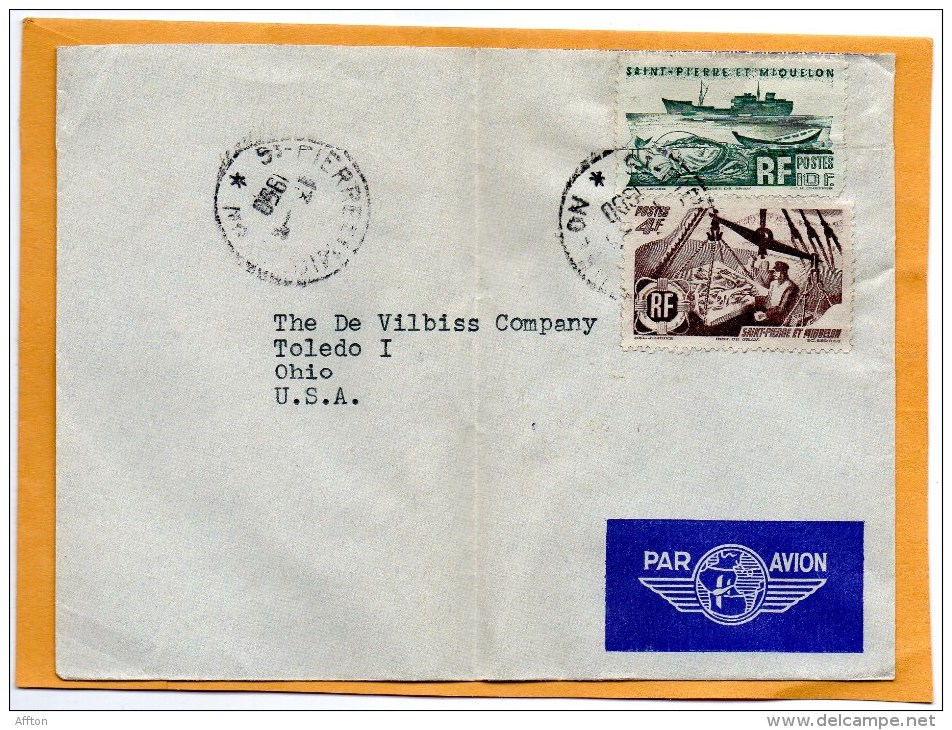 Saint Pierre & Miquelon 1950 Cover Mailed To USA - Briefe U. Dokumente