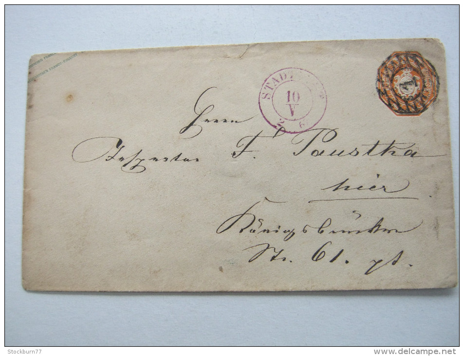 1867, Stadtpost  , Klarer Violetter Stempel Auf Ganzsache  , Recht Selten - Saxony