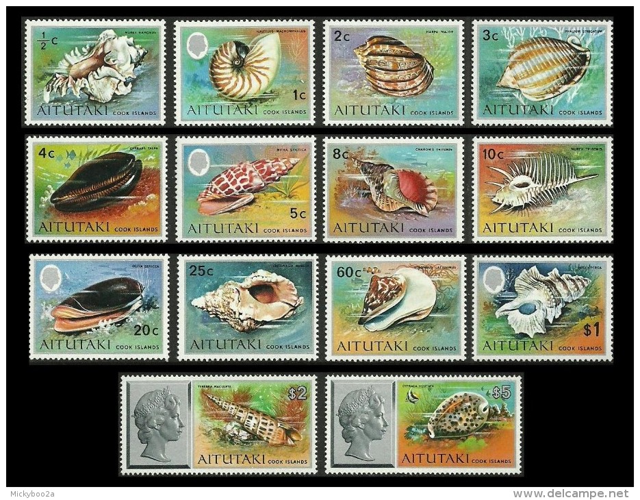 AITUTAKI COOK ISLANDS 1974 MARINE LIFE SHELLS NAUTILUS SET MNH - Aitutaki