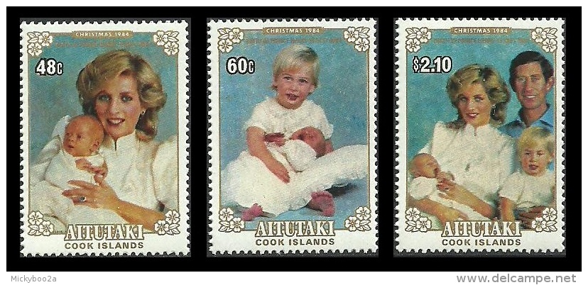 AITUTAKI COOK ISLANDS 1984 ROYALTY CHRISTMAS WILLIAM DIANA HENRY SET MNH - Aitutaki