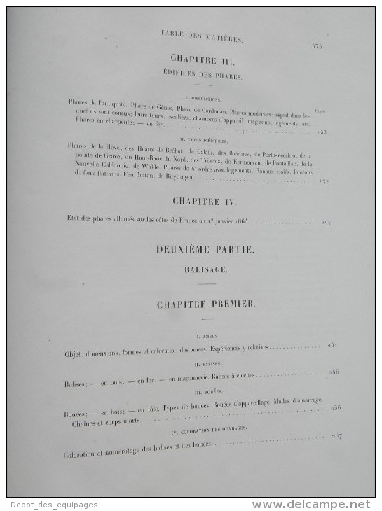 SUPERBE RARE LIVRE : ECLAIRAGE & BALISAGE des COTES de FRANCE - EDITION 1864 ........