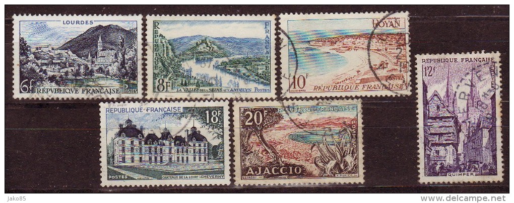 FRANCE - 1954 - YT N° 976 / 981  -oblitérés - Tourisme - Série Complète - Oblitérés