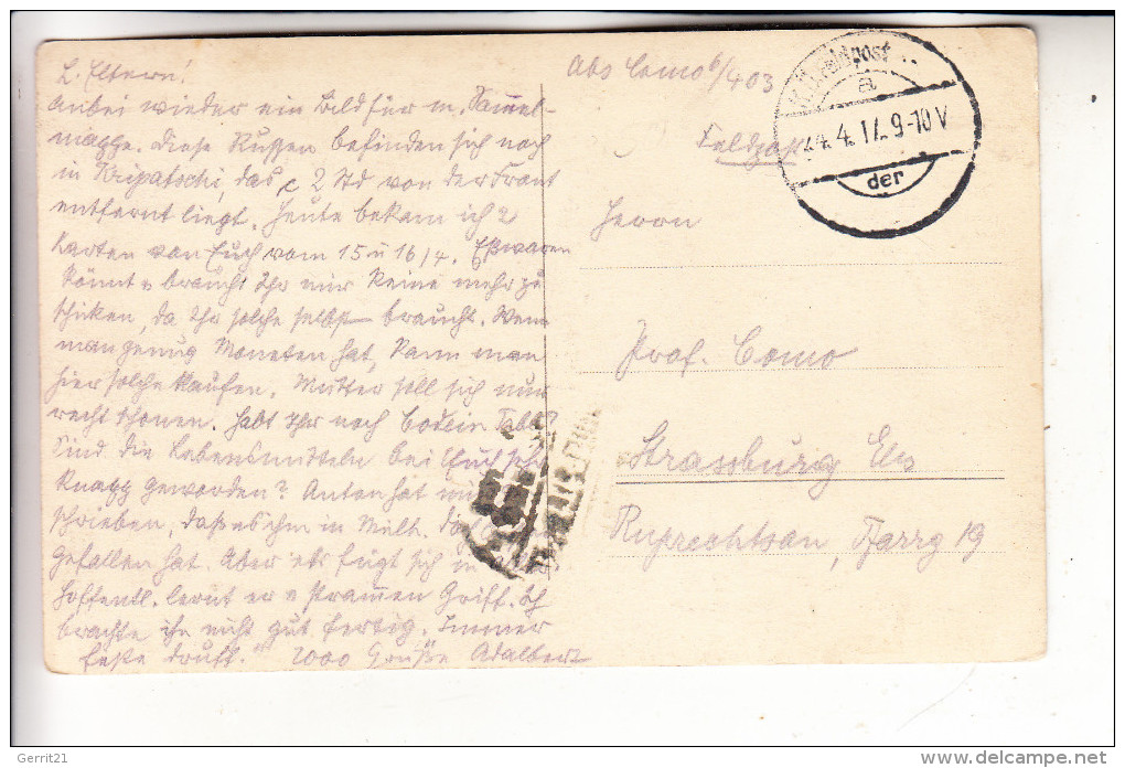 RU - KRIPATSCHI, 1.Weltkrieg, Photo-AK ,it Text, 1917, Deutsche Feldpost - Russland