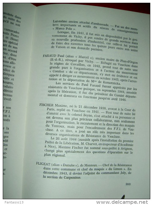 Le DEPARTEMENT de VAUCLUSE de la DEFAITE à la LIBERATION "1940 -1944 Aimé AUTRAND Exposé historique 2e Guerre Mondiale