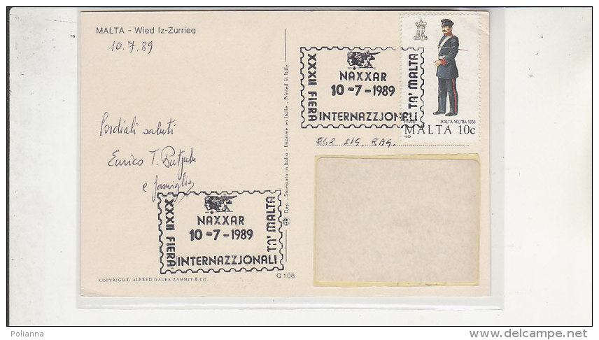 PO9533C# MALTA - WIED IZ ZURRIEQ - ANNULLO SPEC. XXXII FIERA INTERN. NAXXAR  VG 1989 - Malte