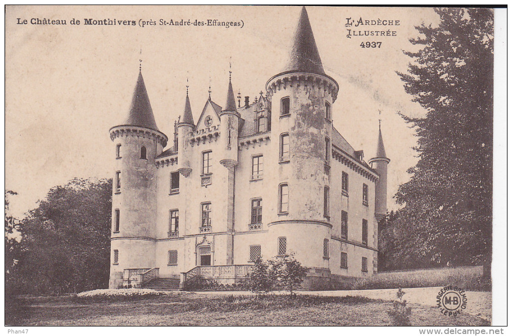 SAINT ANDRE EN VIVARAIS (07), Château De Monthivers, Près De St André Des Effangeas, Montivert, 1919, Ed. MB - Autres & Non Classés