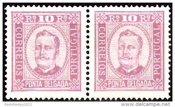 PONTA DELGADA (Açores) -1892-1893 D. Carlos I. C/ Leg. «P.DELGADA» 10 R. (PAR) P.porc. D.13 1/2 (*) MNG  MUNDIFIL  Nº 2a - Ponta Delgada
