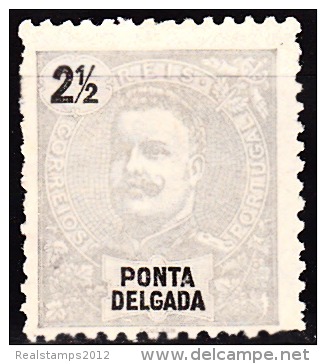 PONTA DELGADA (Açores) - 1897,  D. Carlos I.  2 1/2 R.   D.11 3/4 X 12  (*) MNG  MUNDIFIL   Nº 13 - Ponta Delgada