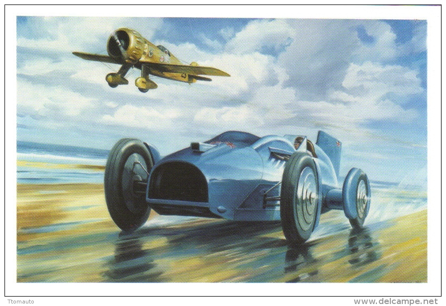 Bluebird  -  Malcolm Campbell  -  Daytona Beach En 1933  -  Art Carte Par Benjamin Freudenthal - Sonstige & Ohne Zuordnung