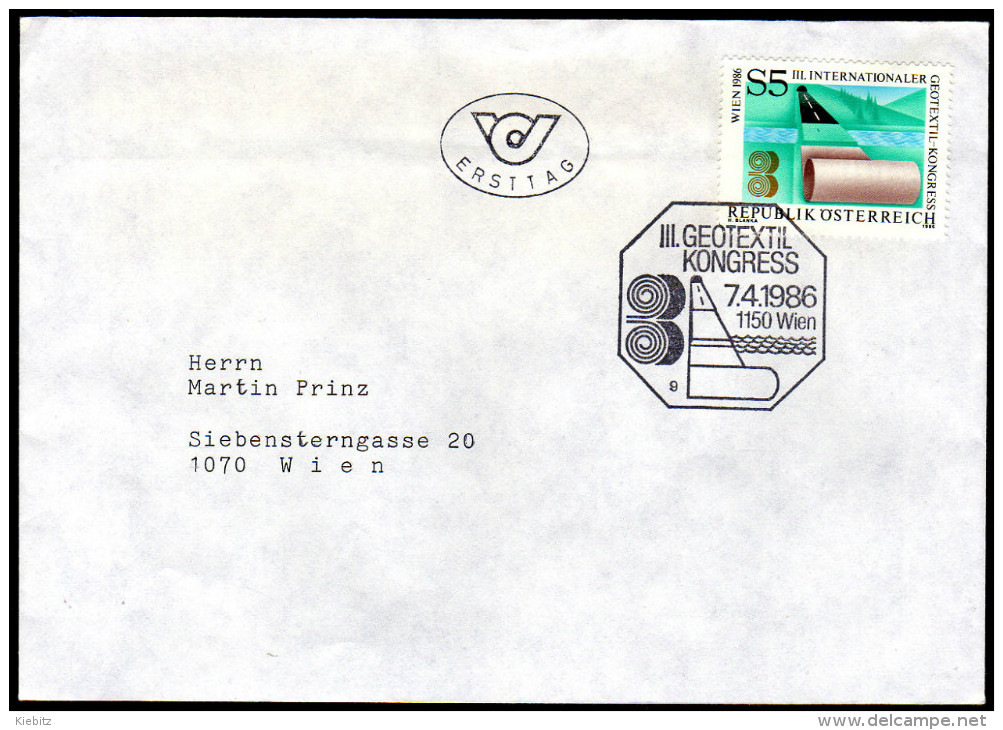 ÖSTERREICH 1986 - Geotextil Kongress Wien - Sonderstempel FDC - Textil