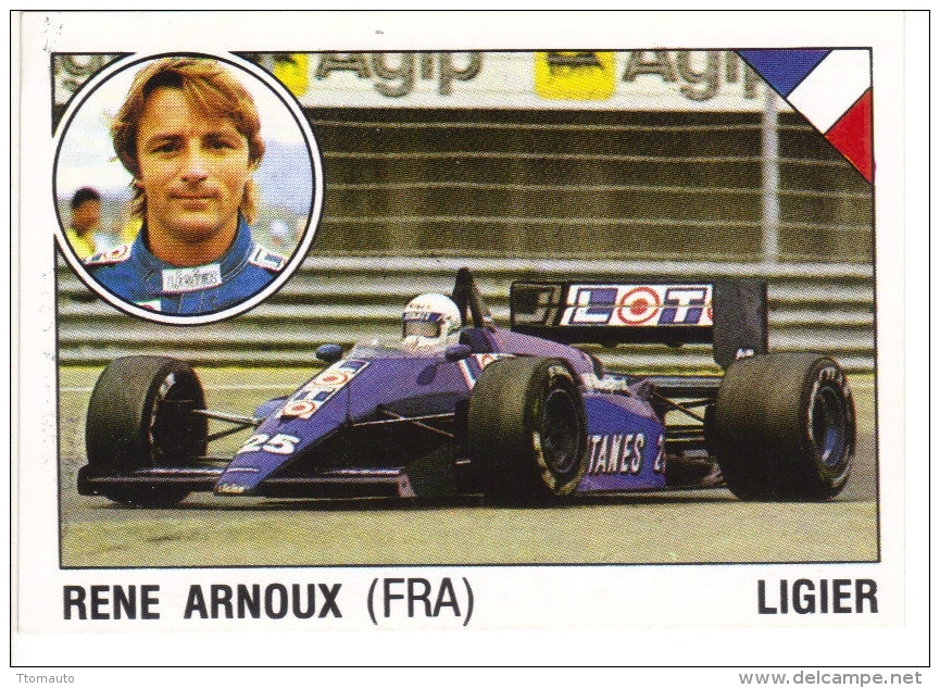 Panini Supersport Auto Sticker/Autocollant No 39  -  Rene Arnoux  -  Ligier F1  -   Rallye - Edition Anglaise
