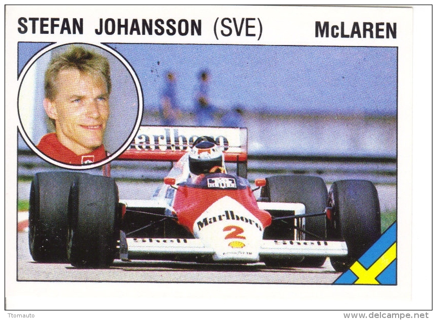 Panini Supersport Auto Sticker/Autocollant No 38  -  Stefan Johansson  -  McLaren F1 - Edition Anglaise