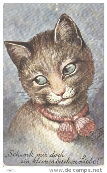 Arthur Thiele  - Cat With A Pink Knotted Collar:"Give Me But A Little Bit Of Love" - Thiele, Arthur