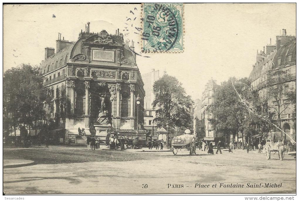 PARIS, PLACE ET FONTAINE SAINT-MICHEL - Plazas