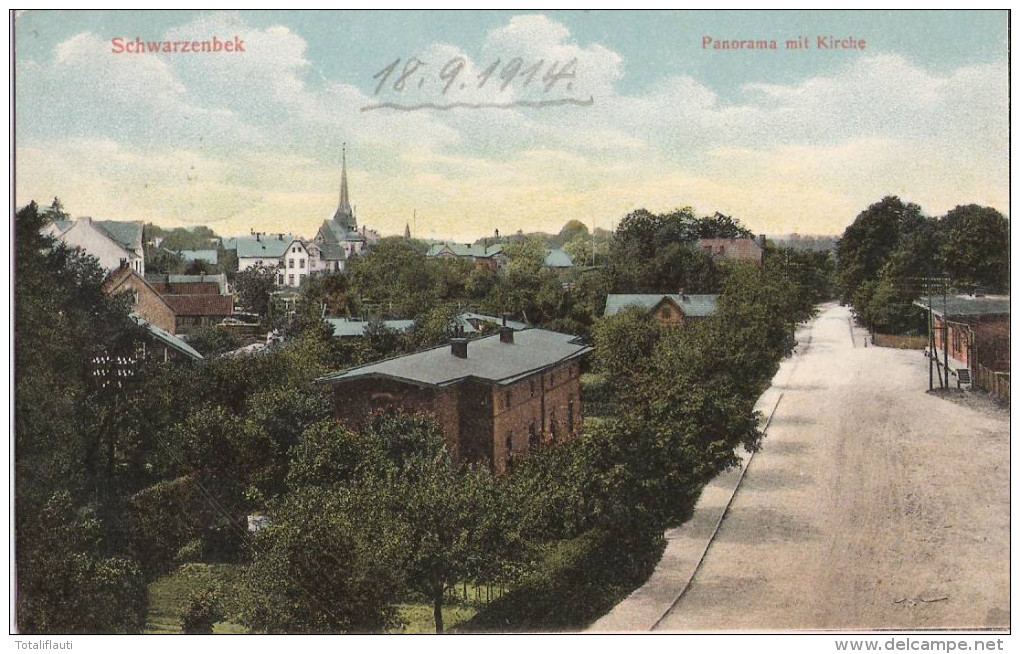 SCHWARZENBEK Panorama Mit Kirche 18.9.1914 Gelaufen TOP-Erhaltung - Schwarzenbeck