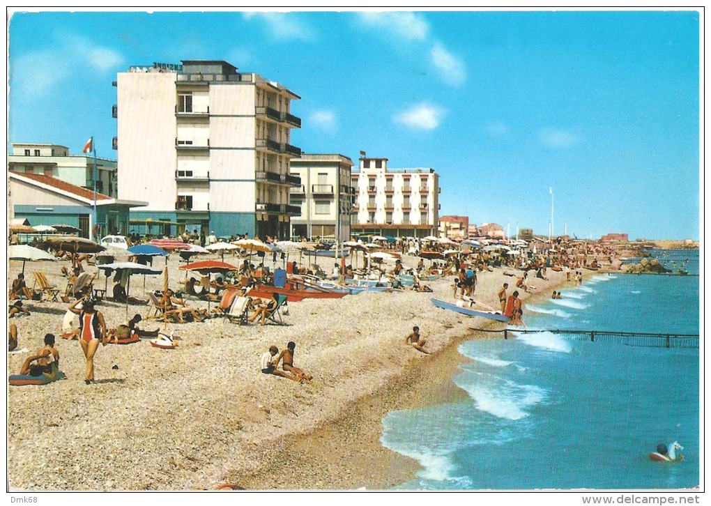 FANO - SPIAGGIA DI LEVANTE - ALBERGHI SUL MARE - ACQUERELLATA - EDIZIONE ROTALFOTO - 1970s  ( 659 ) - Fano