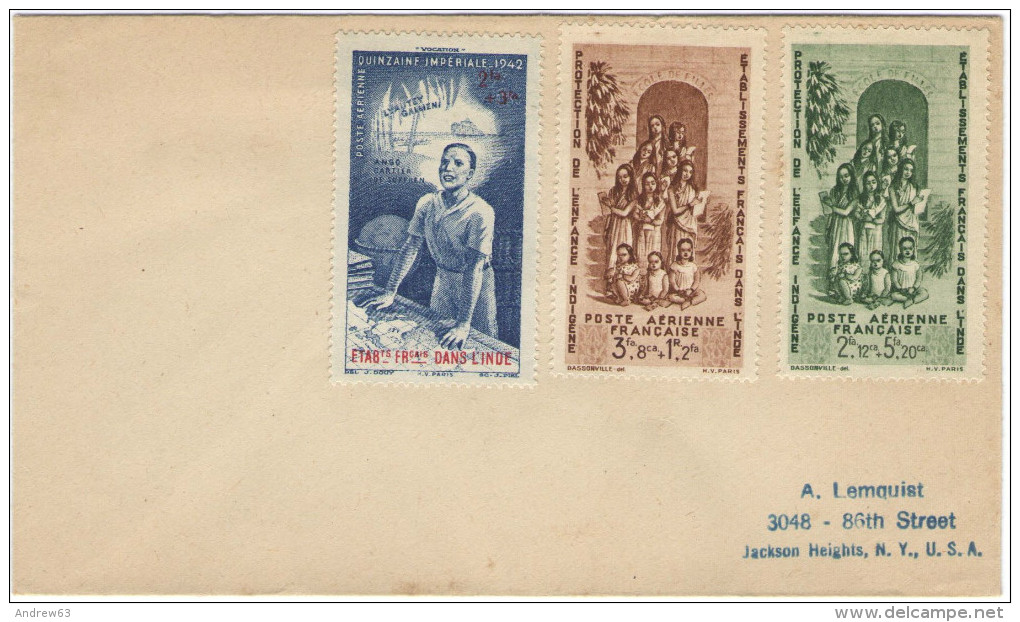 FRANCIA - France - ETABts FRcais Dans L'Inde - 1942 - Poste Aérienne - Protection De L´Enfance Indigène + Quinzaine I... - 1942 Protection De L'Enfance Indigène & Quinzaine Impériale (PEIQI)