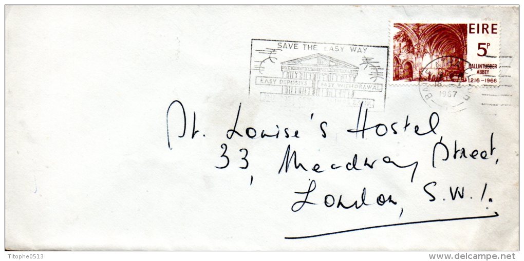 IRLANDE. N°189 De 1966 Sur Enveloppe Ayant Circulé. Abbaye. - Abbayes & Monastères
