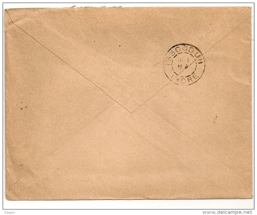 DUN S AURON Cher Sur Enveloppe SAGE. - 1877-1920: Semi Modern Period