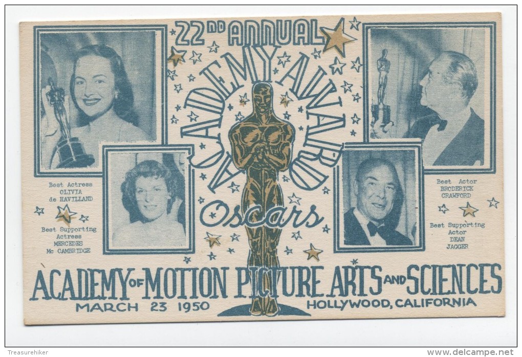CA ~ Academy Awards HOLLYWOOD California 1950 The 22nd Oscars Pantages Theatre - Other & Unclassified