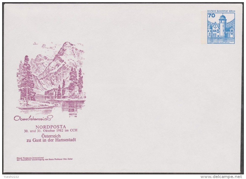 Berlin 1982. Privatganzsache, Entier Postal Timbré Sur Commande. Autriche Invitée De Nordposta. Basse-Autriche. Alpes - Montagnes
