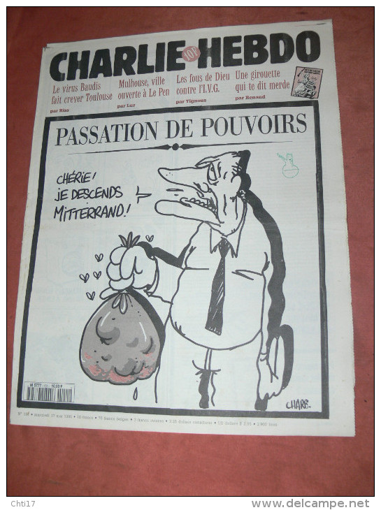 CHARLIE HEBDO 1995 N° 151  COUVERTURE  CHIRAC    /  WOLINSKI / SINE /  REISER / GEBE ETC ... - Autre Magazines