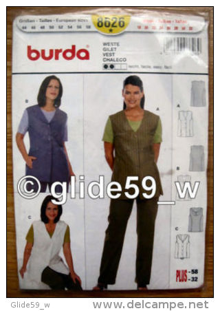 Patron Burda - N° 8626 - Weste-Gilet-Vest-Chaleco - Patterns