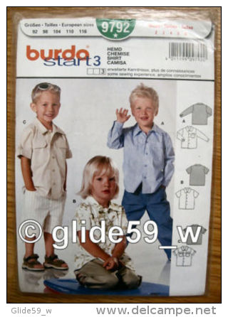 Patron Burda Start 3 - N° 9792 - Hemd-Chemise-Shirt-Cam - Patterns